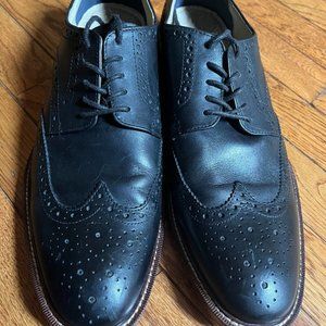 Banana Republic Black Italian Leather Brogue Oxford Dress Shoes Mens 10